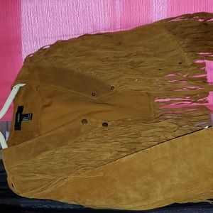Fringed Women's Western Trim Leather Suede Jacket